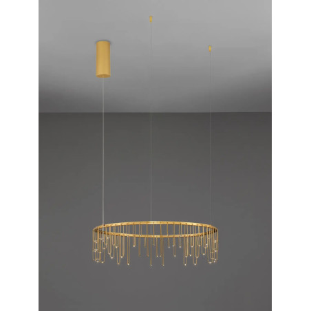 Lampa wisząca okrągła designerska Mars LED 3000K 65cm złoty mosiądz