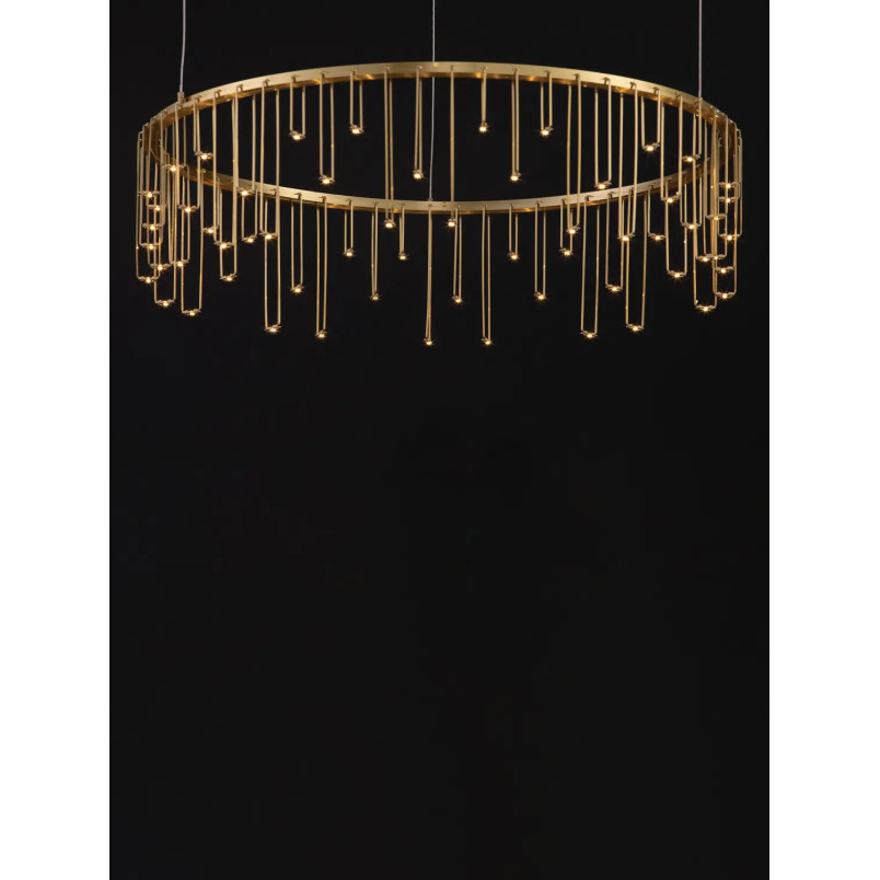 Lampa wisząca okrągła designerska Mars LED 3000K 65cm złoty mosiądz