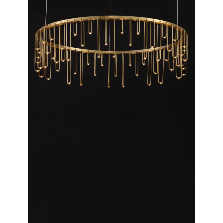 Lampa wisząca okrągła designerska Mars LED 3000K 65cm złoty mosiądz