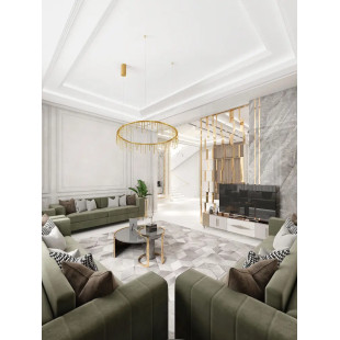 Lampa wisząca okrągła designerska Mars LED 3000K 80cm złoty mosiądz