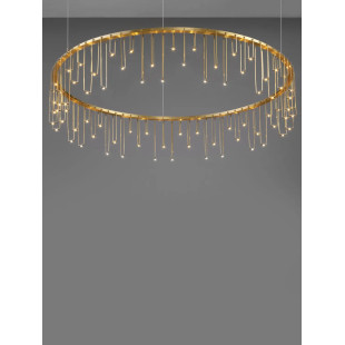 Lampa wisząca okrągła designerska Mars LED 3000K 80cm złoty mosiądz