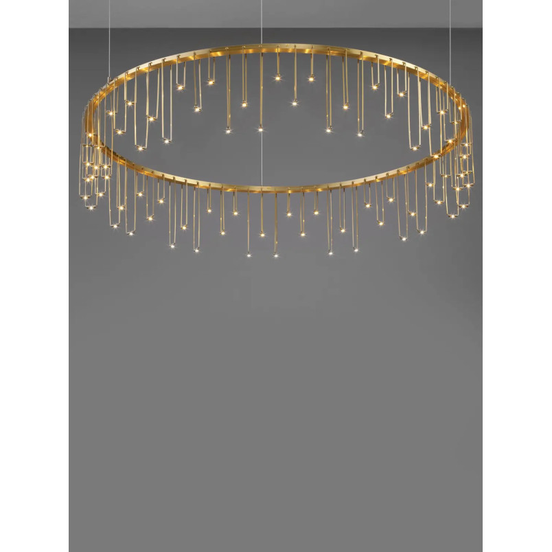 Lampa wisząca okrągła designerska Mars LED 3000K 80cm złoty mosiądz