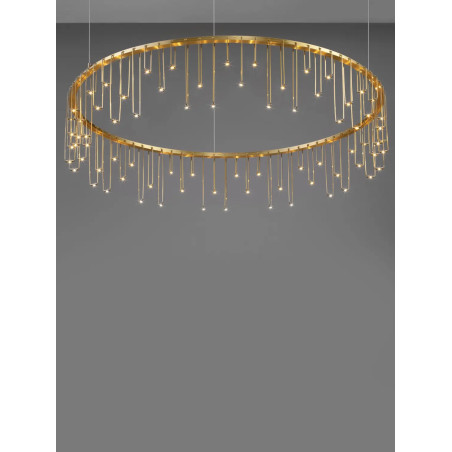 Lampa wisząca okrągła designerska Mars LED 3000K 80cm złoty mosiądz