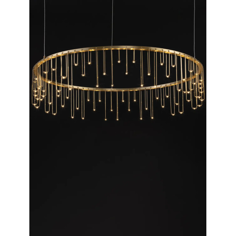 Lampa wisząca okrągła designerska Mars LED 3000K 80cm złoty mosiądz