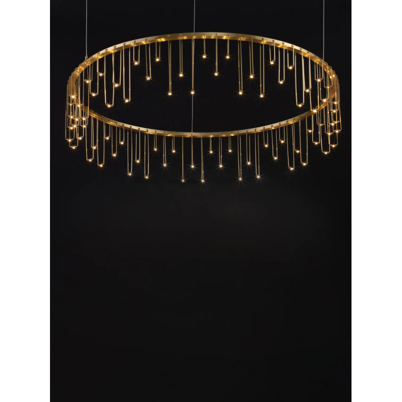 Lampa wisząca okrągła designerska Mars LED 3000K 80cm złoty mosiądz