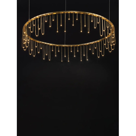 Lampa wisząca okrągła designerska Mars LED 3000K 80cm złoty mosiądz