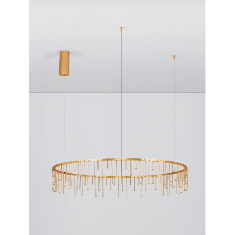 Lampa wisząca okrągła designerska Mars LED 3000K 100cm złoty mosiądz