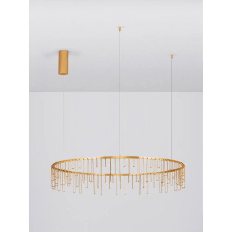 Lampa wisząca okrągła designerska Mars LED 3000K 100cm złoty mosiądz