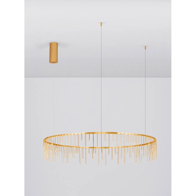 Lampa wisząca okrągła designerska Mars LED 3000K 100cm złoty mosiądz