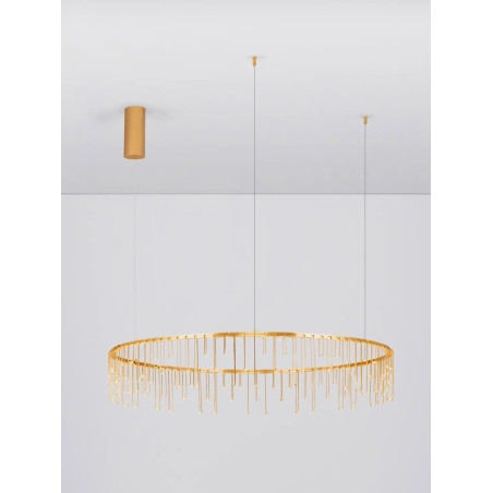 Lampa wisząca okrągła designerska Mars LED 3000K 100cm złoty mosiądz