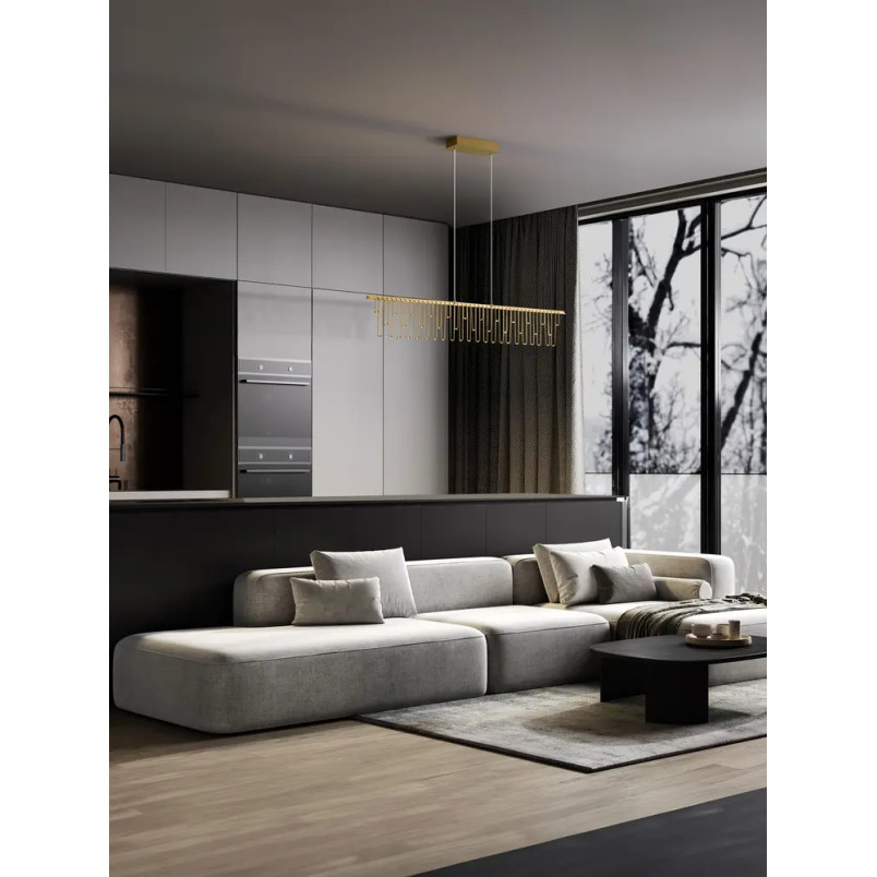 Lampa wisząca podłużna designerska Mars LED 3000K 120cm złoty mosiądz