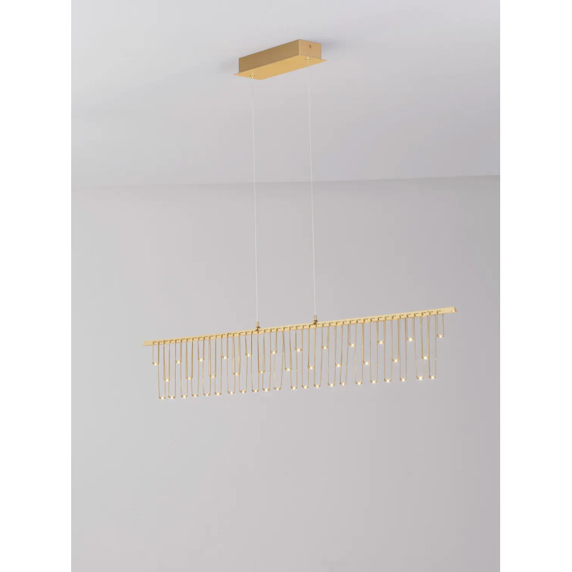 Lampa wisząca podłużna designerska Mars LED 3000K 120cm złoty mosiądz