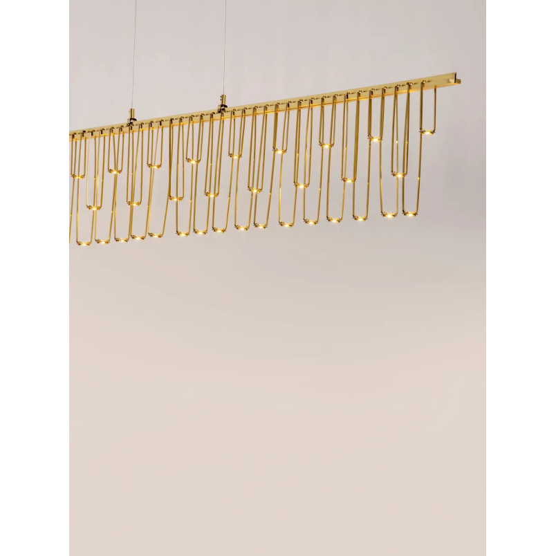 Lampa wisząca podłużna designerska Mars LED 3000K 120cm złoty mosiądz