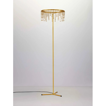 Lampa podłogowa metalowa designerska Mars LED 3000K 140cm złoty mosiądz