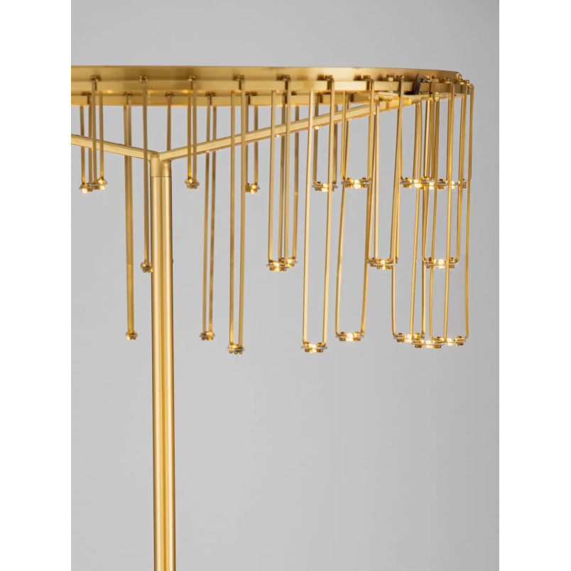 Lampa podłogowa metalowa designerska Mars LED 3000K 140cm złoty mosiądz