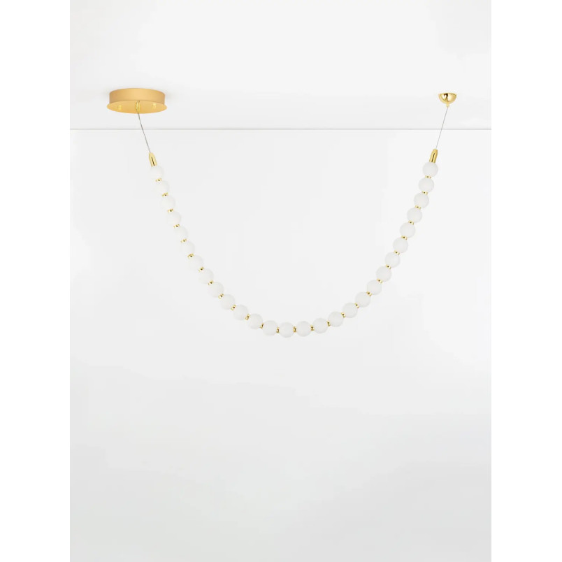 Lampa wisząca szklane kule Moti Long LED 3000K 116cm opal / złoty