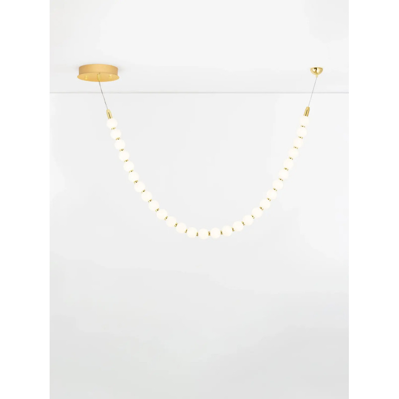 Lampa wisząca szklane kule Moti Long LED 3000K 116cm opal / złoty