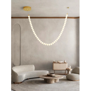 Lampa wisząca szklane kule Moti Long LED 3000K 115cm opal / złoty