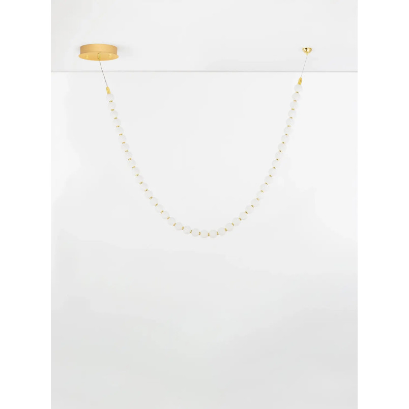 Lampa wisząca szklane kule Moti Long LED 3000K 115cm opal / złoty