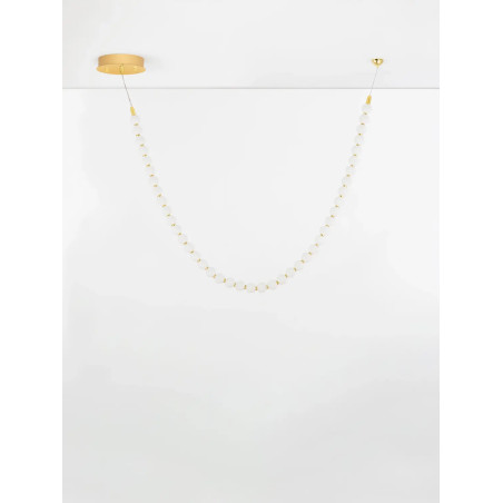 Lampa wisząca szklane kule Moti Long LED 3000K 115cm opal / złoty