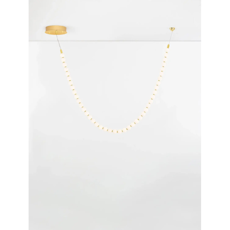 Lampa wisząca szklane kule Moti Long LED 3000K 115cm opal / złoty