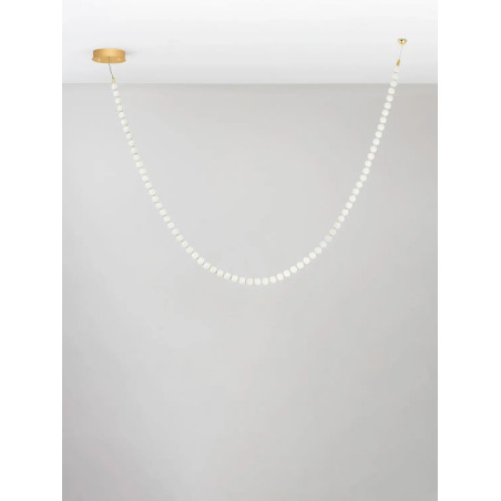 Lampa wisząca szklane kule Moti Long LED 3000K 200cm opal / złoty