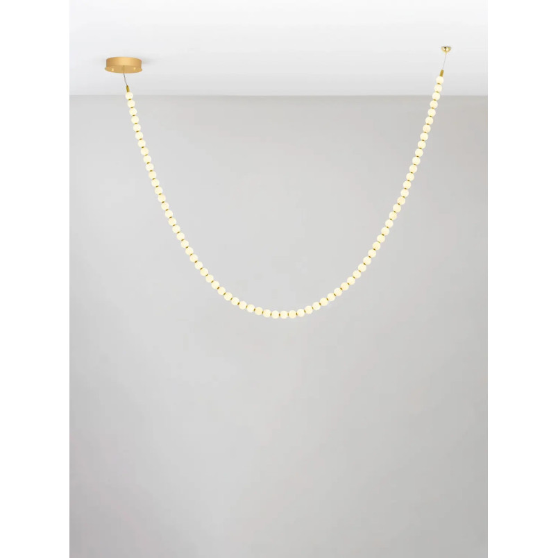 Lampa wisząca szklane kule Moti Long LED 3000K 200cm opal / złoty