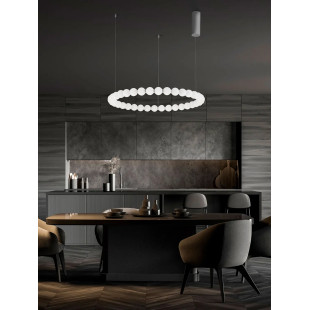 Lampa wisząca okrągła ze szklanymi kulami i pilotem Moti LED 3000K 80cm opal / chrom