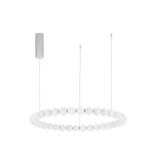 Lampa wisząca okrągła ze szklanymi kulami i pilotem Moti LED 3000K 80cm opal / chrom