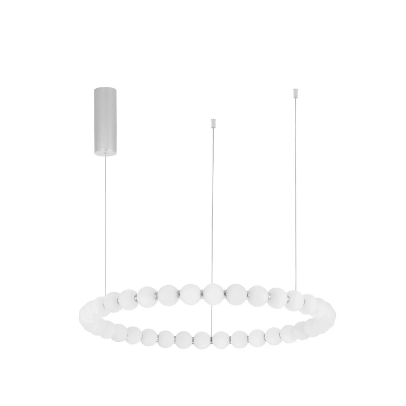 Lampa wisząca okrągła ze szklanymi kulami i pilotem Moti LED 3000K 80cm opal / chrom