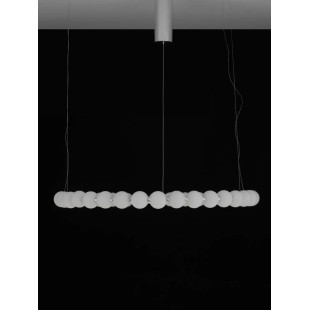 Lampa wisząca okrągła ze szklanymi kulami i pilotem Moti LED 3000K 80cm opal / chrom