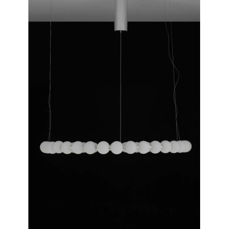 Lampa wisząca okrągła ze szklanymi kulami i pilotem Moti LED 3000K 80cm opal / chrom