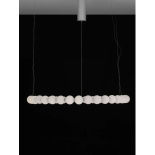 Lampa wisząca okrągła ze szklanymi kulami i pilotem Moti LED 3000K 80cm opal / chrom