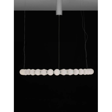 Lampa wisząca okrągła ze szklanymi kulami i pilotem Moti LED 3000K 80cm opal / chrom