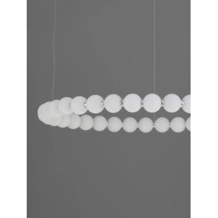 Lampa wisząca okrągła ze szklanymi kulami i pilotem Moti LED 3000K 80cm opal / chrom