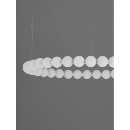 Lampa wisząca okrągła ze szklanymi kulami i pilotem Moti LED 3000K 80cm opal / chrom