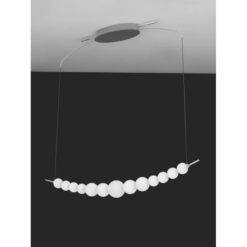 Lampa wisząca podłużna ze szklanymi kulami Moti LED 3000K 107cm opal / chrom