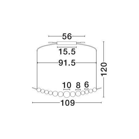 Lampa wisząca podłużna ze szklanymi kulami Moti LED 3000K 107cm opal / chrom