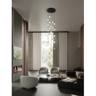 Lampa wiszące kule modern Nicone LED 3000K 38cm czarny / złoty / akryl