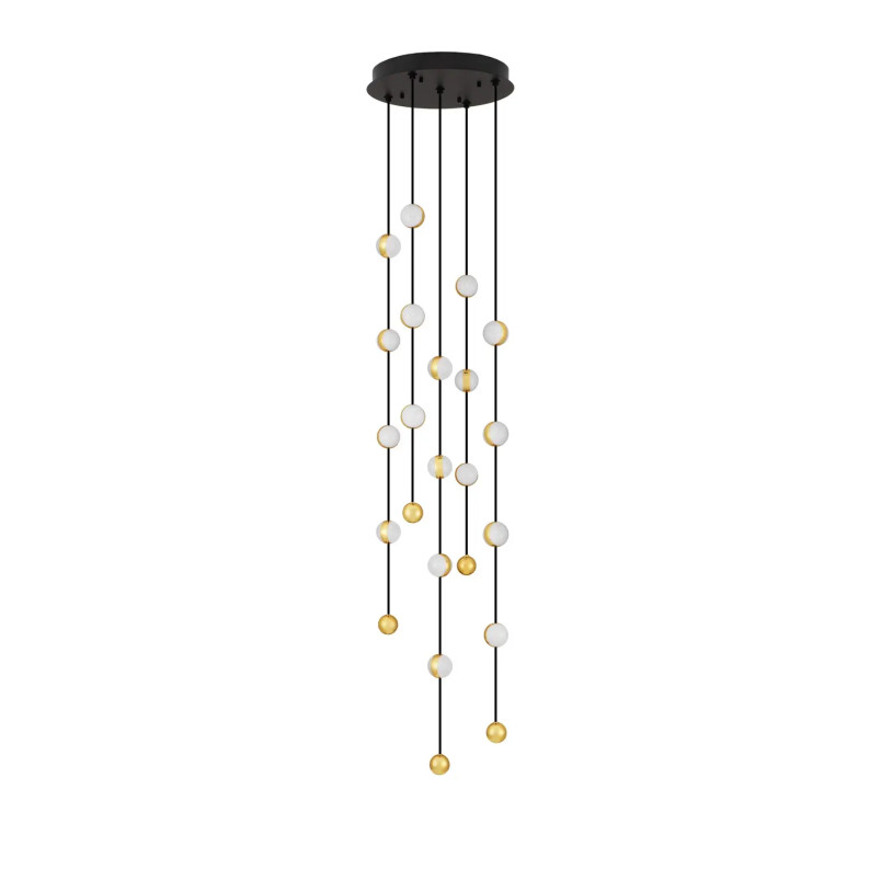 Lampa wiszące kule modern Nicone LED 3000K 38cm czarny / złoty / akryl