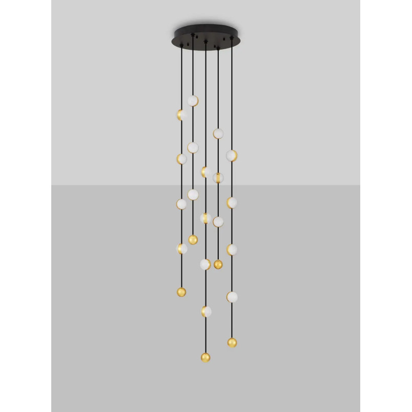 Lampa wiszące kule modern Nicone LED 3000K 38cm czarny / złoty / akryl