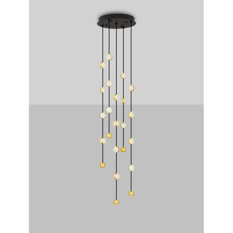Lampa wiszące kule modern Nicone LED 3000K 38cm czarny / złoty / akryl