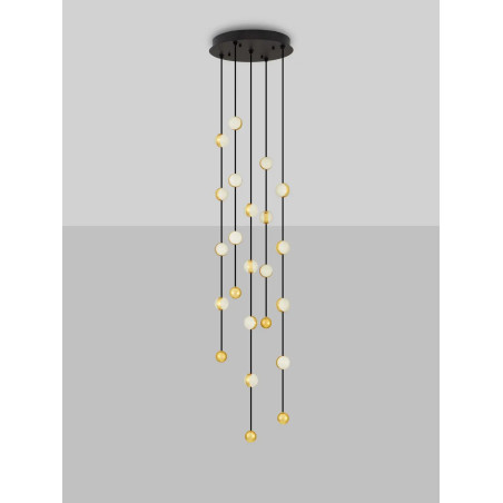Lampa wiszące kule modern Nicone LED 3000K 38cm czarny / złoty / akryl