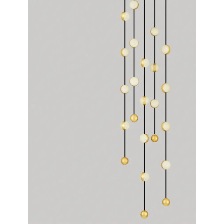 Lampa wiszące kule modern Nicone LED 3000K 38cm czarny / złoty / akryl