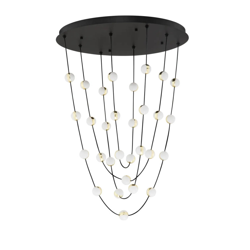 Lampa wiszące kule modern Nicone LED 3000K 84cm czarny / złoty / akryl