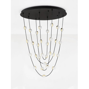 Lampa wiszące kule modern Nicone LED 3000K 84cm czarny / złoty / akryl