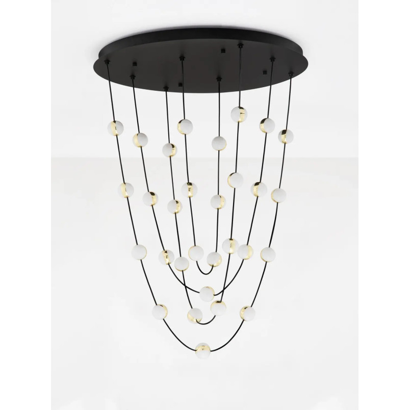 Lampa wiszące kule modern Nicone LED 3000K 84cm czarny / złoty / akryl