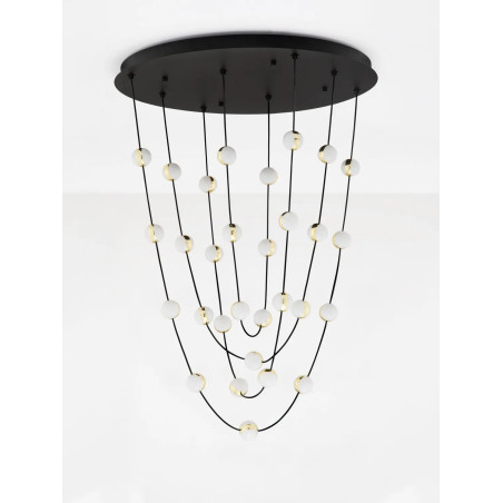 Lampa wiszące kule modern Nicone LED 3000K 84cm czarny / złoty / akryl