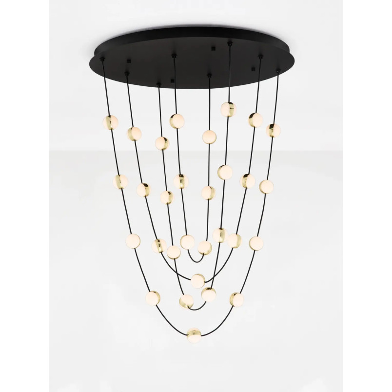 Lampa wiszące kule modern Nicone LED 3000K 84cm czarny / złoty / akryl