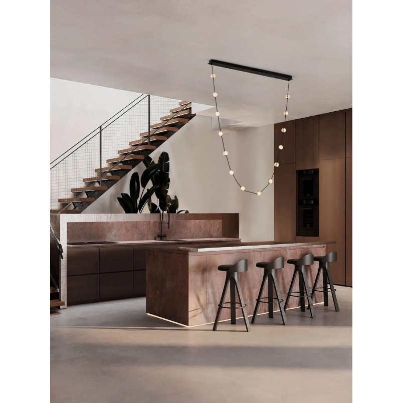 Lampa wiszące kule modern Nicone LED 3000K 127cm czarny / złoty / akryl